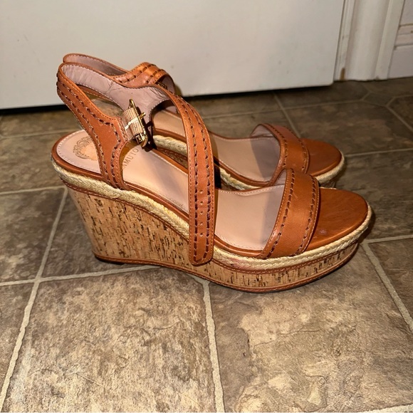 Vince Camuto Shoes - Vince Camuto Brown Leather Casual Heeled Wedge Sandals US 10/EU 40